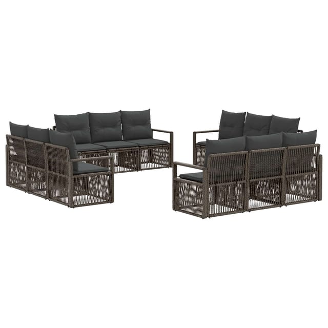 vidaXL Gartensofa-Set 12-Tlg Grau Poly-Rattan 3435662