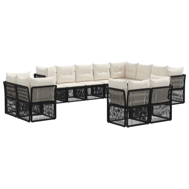vidaXL Gartensofa-Set 12-Tlg Schwarz Poly-Rattan 3434428