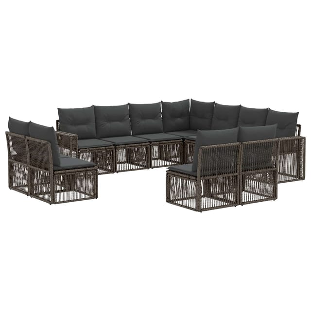 vidaXL Gartensofa-Set 11-Tlg Grau und Dunkelgrau Poly-Rattan 3435158