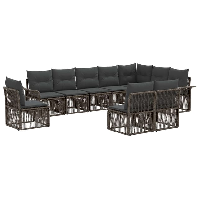 vidaXL Gartensofa-Set 10-Tlg Grau Poly-Rattan 3434858