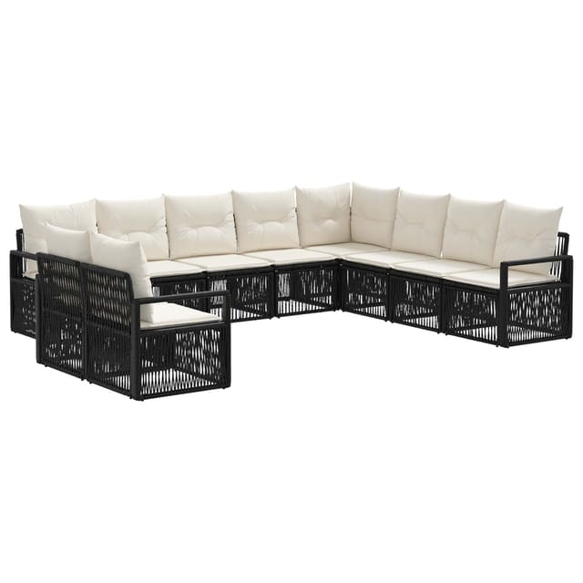 vidaXL Gartensofa-Set 10-Tlg Schwarz Poly-Rattan 3435757