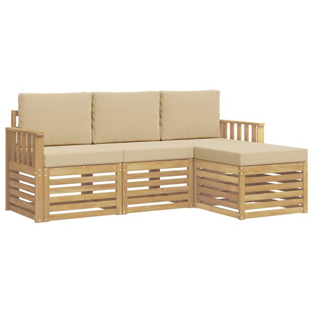vidaXL Outdoor-Sofagarnitur 4-Tlg Weiß und Beige 189,5 x 122,5 x 73 cm 3391628