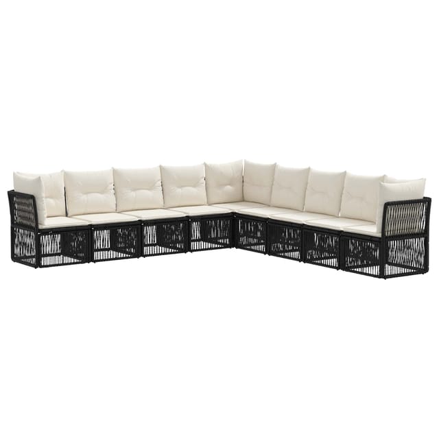 vidaXL Gartensofa-Set 9-Tlg Schwarz Poly-Rattan 3434245