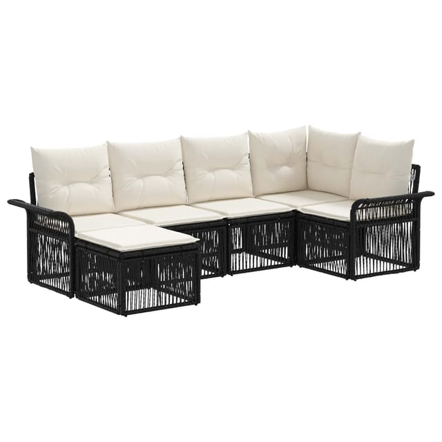 vidaXL Gartensofa-Set 6-Tlg Schwarz Poly-Rattan 3434896
