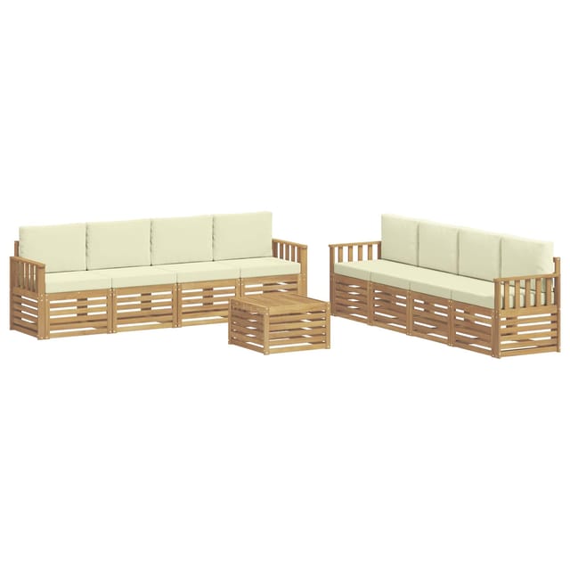 vidaXL Outdoor-Sofagarnitur 9-Tlg Weiß und Creme 59 x 59 x 37 cm 3391585