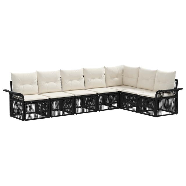 vidaXL Gartensofa-Set 7-Tlg Schwarz Poly-Rattan 3434839