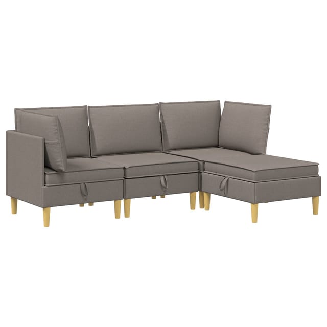 vidaXL Wohnzimmergarnitur mit Kissen mit Speicher 4 Stk Taupe Stoff 3413705
