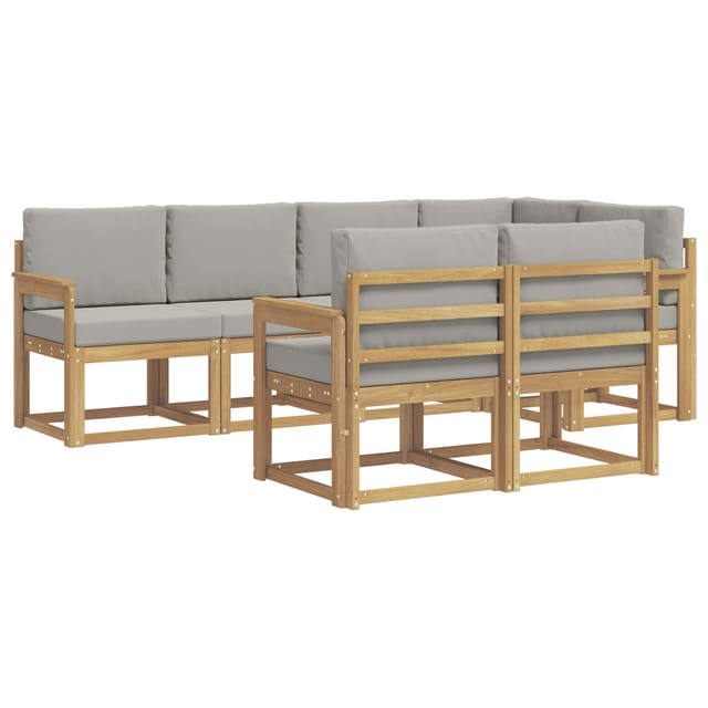 vidaXL Outdoor-Sofagarnitur mit Kissen 7-Tlg Weiß und Hellgrau 3387760