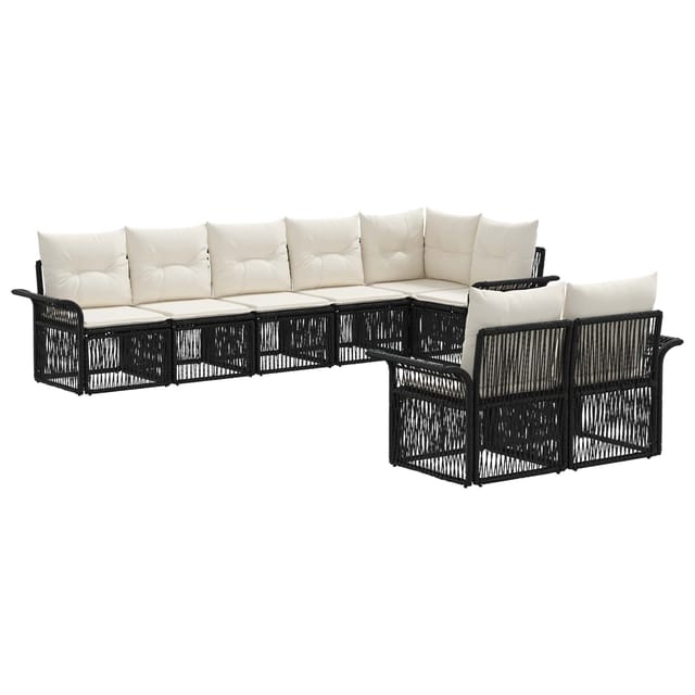 vidaXL Gartensofa-Set 8-Tlg Schwarz Poly-Rattan 3434890
