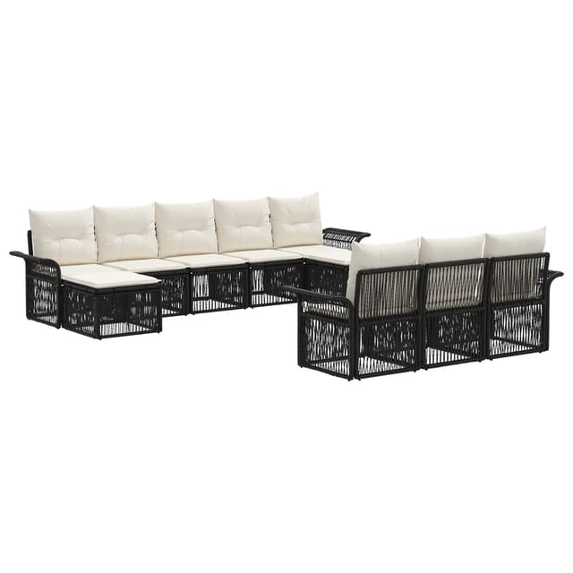 vidaXL Gartensofa-Set 10-Tlg Schwarz Poly-Rattan 3434962