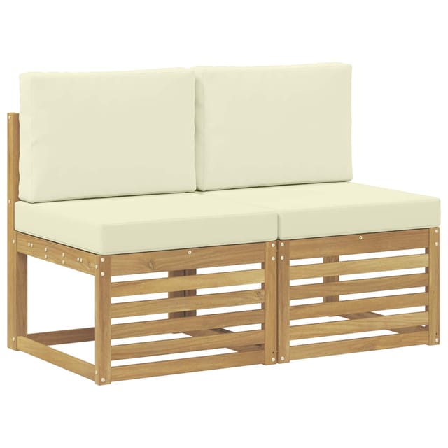 vidaXL 2 Stück Outdoor Mittelsofa Massivholz Akazie Weiß 901499