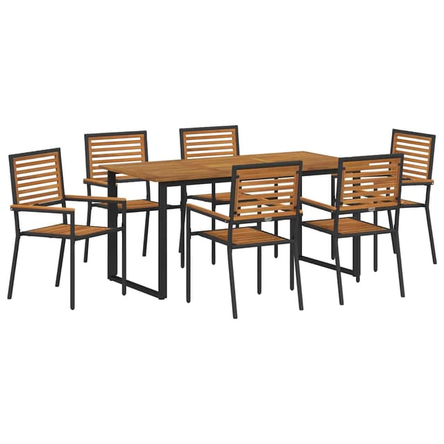 vidaXL Garten Essgruppe 7-Tlg Schwarz Massivholz Akazie 3365460