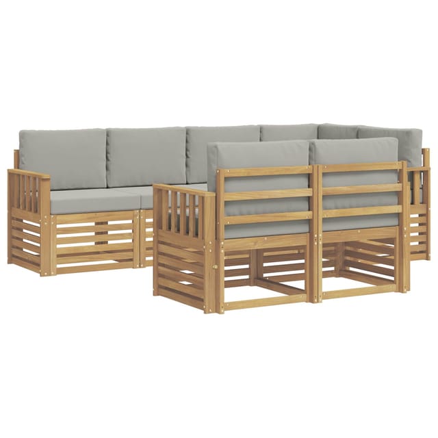 vidaXL Outdoor-Sofagarnitur 7-Tlg Weiß und Hellgrau 3391986
