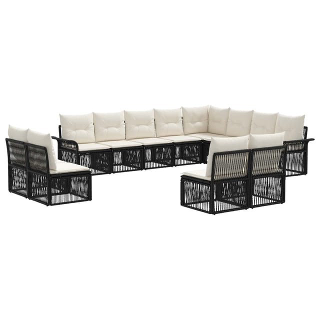 vidaXL Gartensofa-Set 12-Tlg Schwarz Poly-Rattan 3434986