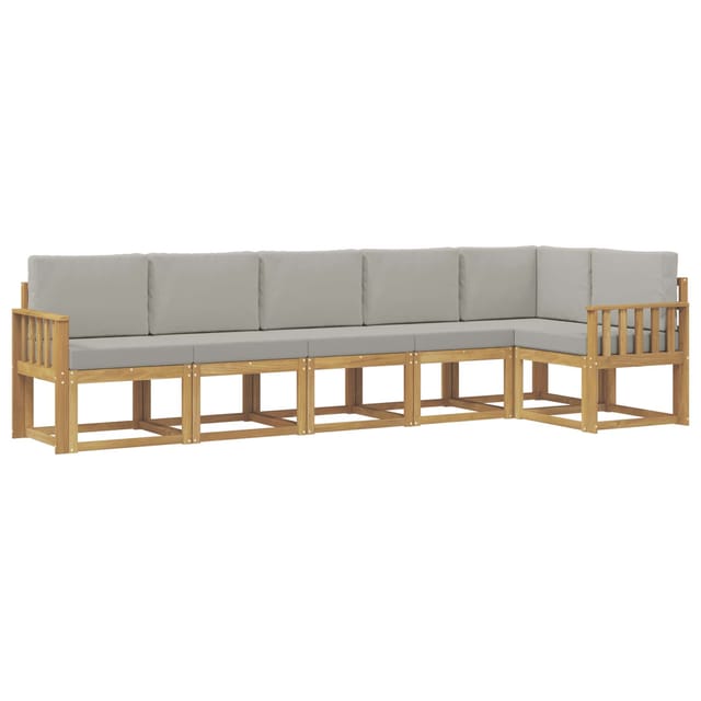 vidaXL Outdoor-Sofagarnitur mit Kissen 6-Tlg Weiß und Hellgrau 3387695