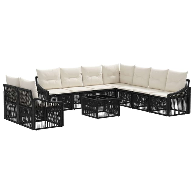 vidaXL Gartensofa-set 10 Stk Schwarz Poly-Rattan 3436048