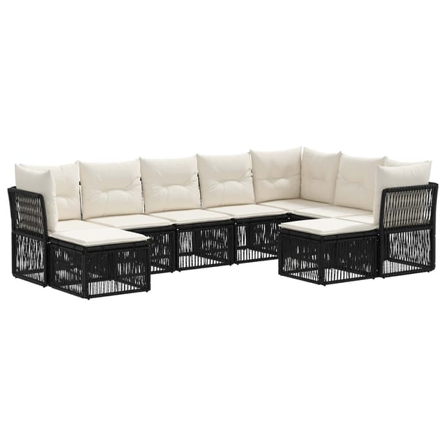 vidaXL Gartensofa-Set 9-Tlg Schwarz Poly-Rattan 3434440