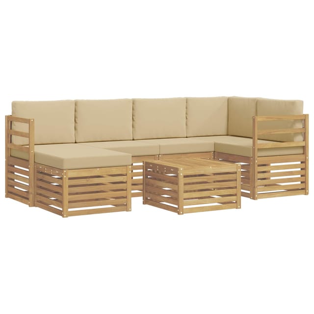 vidaXL Outdoor-Sofagarnitur 7 Stk Weiß und Beige Polyester 3392138