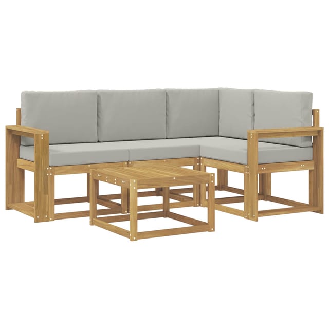 vidaXL Outdoor-Sofagarnitur 5-Tlg Weiß und Hellgrau 59 x 59 x 37 cm 3387600