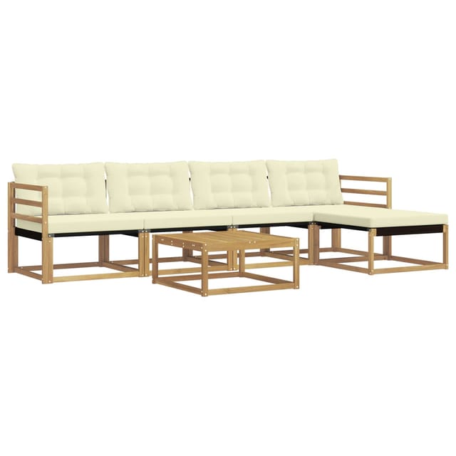 vidaXL Outdoor-Sofagarnitur 6-Tlg Weiß und Creme 3388600