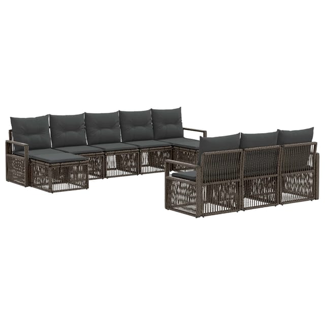 vidaXL Gartensofa-Set 10-Tlg Grau Poly-Rattan 3435845