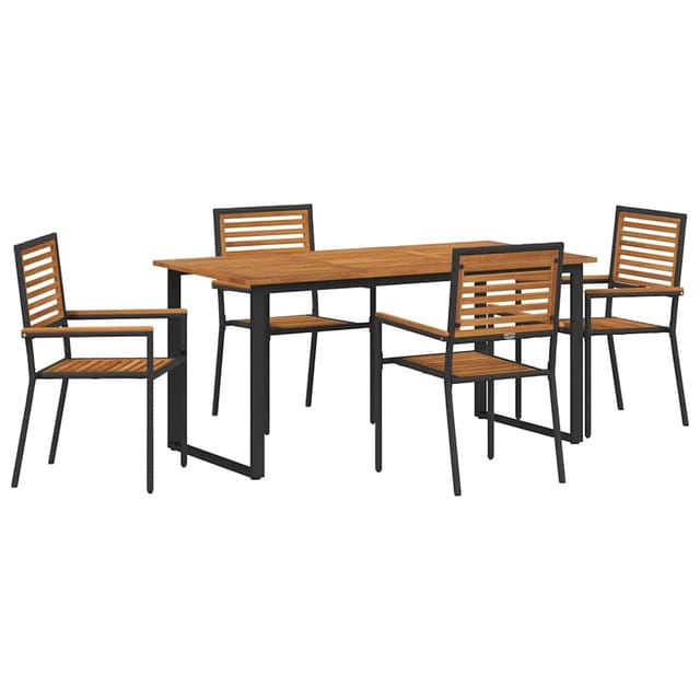 vidaXL Garten Essgruppe 5-Tlg Schwarz Massivholz Akazie 3365457