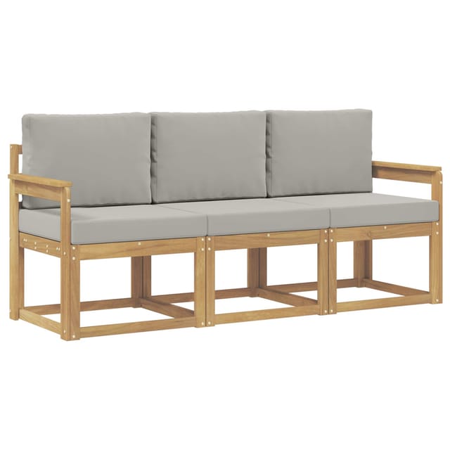 vidaXL Outdoor-Sofagarnitur 3-Tlg Weiß und Hellgrau 189,5 x 63 x 73 cm 3387165