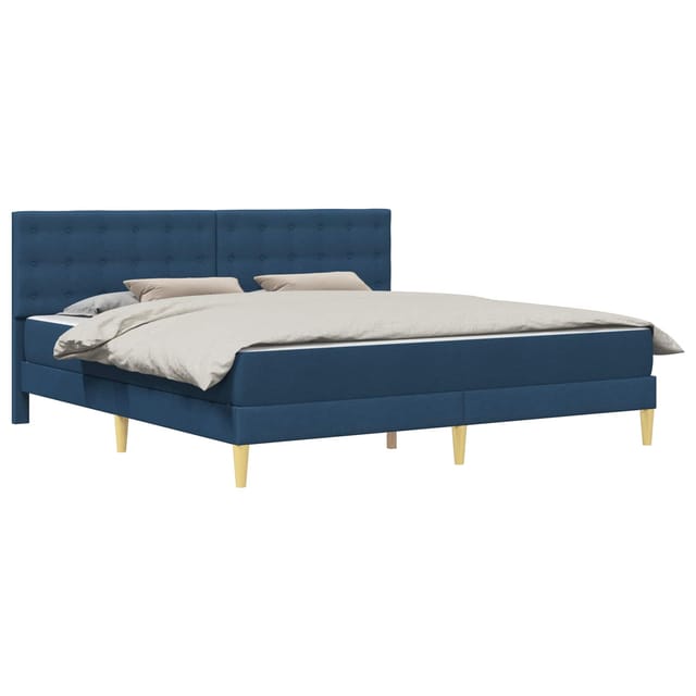 vidaXL Bettgestell mit Matratze mit Kopfteil Blau 200 x 200 cm Stoff 3415132