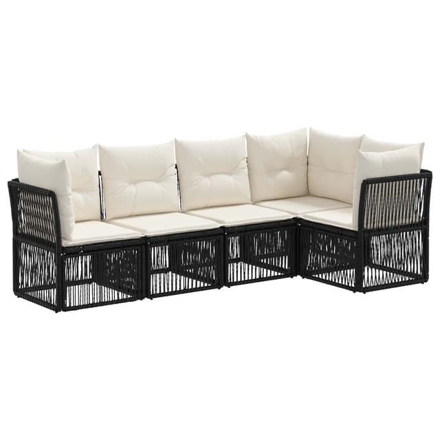 vidaXL Gartensofa-Set 5-Tlg Schwarz Poly-Rattan 3434215