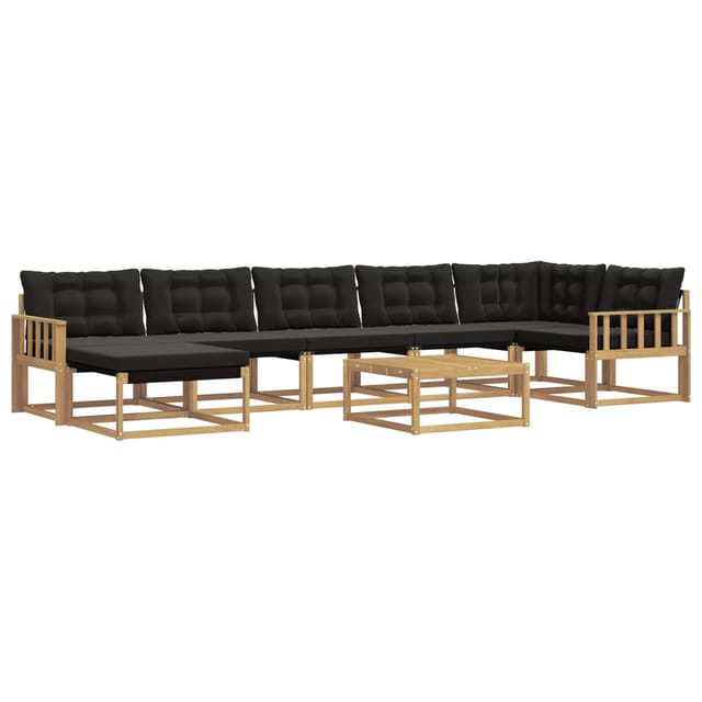 vidaXL Outdoor-Sofagarnitur 8-Tlg Weiß und Schwarz Massivholz Akazie 3388922