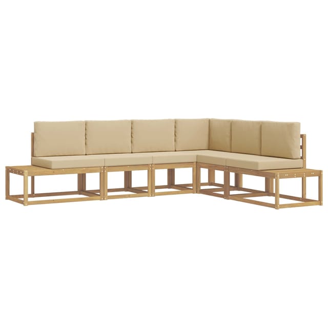 vidaXL Outdoor-Sofagarnitur 4 Stück Weiß und Beige Polyester 3388197