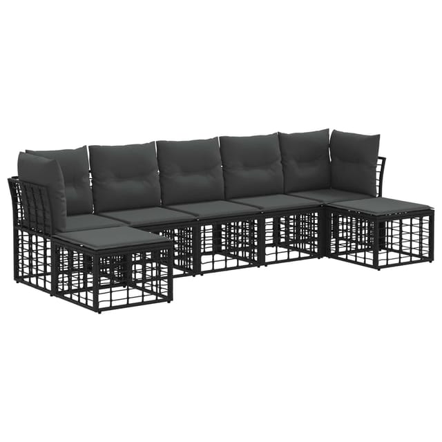 vidaXL Outdoor-Sofagarnitur Schwarz Polyester 3437529
