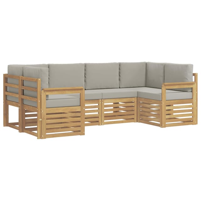 vidaXL Outdoor-Sofagarnitur 5-Tlg Weiß und Hellgrau 3392381