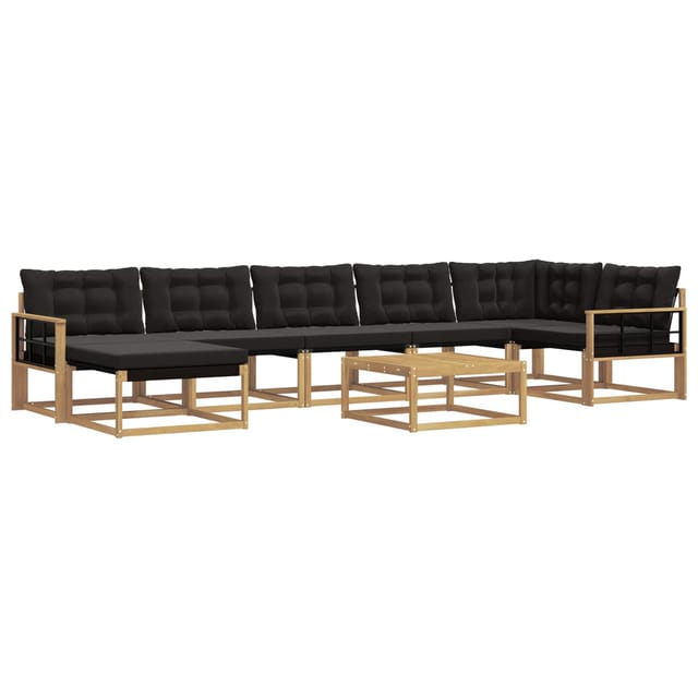 vidaXL Outdoor-Sofagarnitur 8-Tlg Weiß und Schwarz Massivholz Akazie 3388930