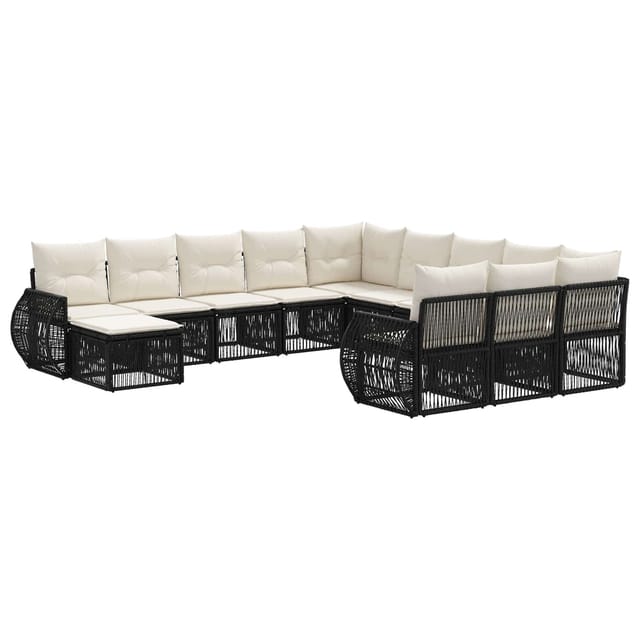 vidaXL Gartensofa-Set 12-Tlg Schwarz Poly-Rattan 3435622