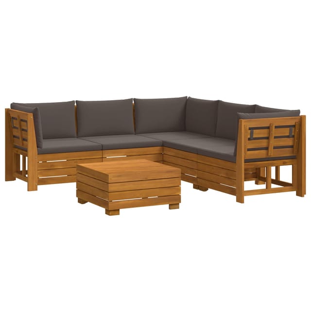 vidaXL Outdoor-Sofagarnitur mit Kissen 6 Stück Braun Massivholz Akazie 3403108