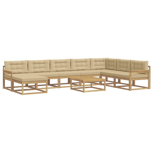 vidaXL Outdoor-Sofagarnitur 9 Stk Weiß und Beige 3386892
