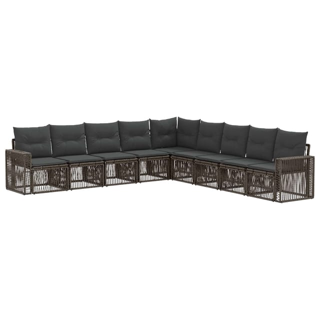 vidaXL Gartensofa-Set 9-Tlg Grau und Dunkelgrau Poly-Rattan 3435146