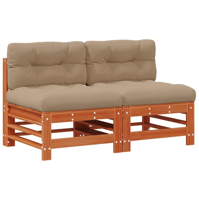 vidaXL Garten Mittelssofa Massives Kiefernholz Wachsbraun 865581
