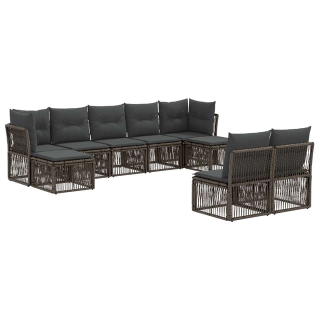 vidaXL Gartensofa-Set 9-Tlg Grau Poly-Rattan 3434351