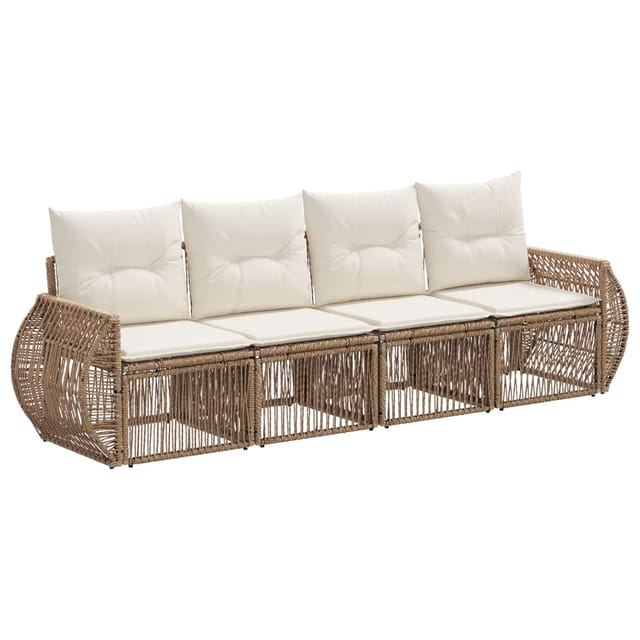 vidaXL Gartensofa-Set 4-Tlg Beige und Cremeweiß Poly-Rattan 3435342