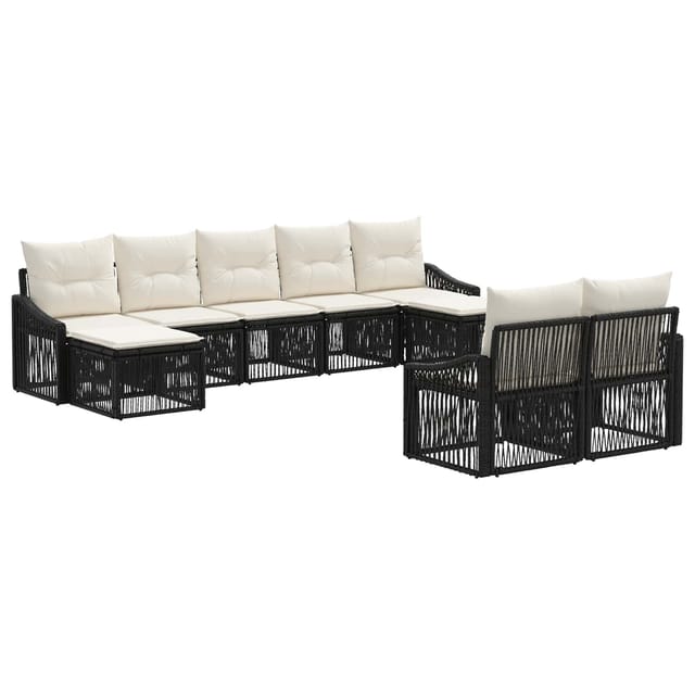 vidaXL Gartensofa-Set 9-Tlg Schwarz Poly-Rattan 3436132