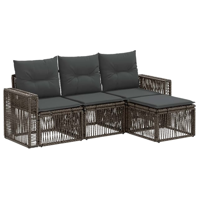 vidaXL Gartensofa-Set 4-Tlg Grau und Dunkelgrau Poly-Rattan 3435104