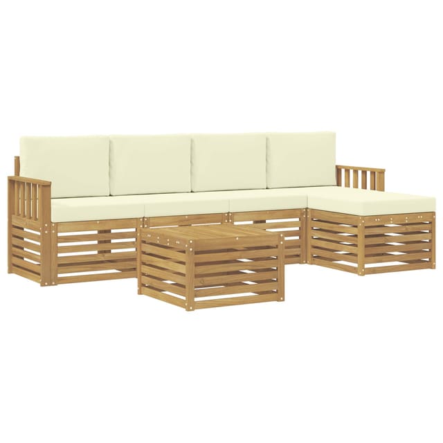 vidaXL Outdoor-Sofagarnitur 6-Tlg Weiß und Creme 59 x 59 x 37 cm 3391705