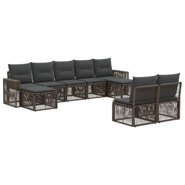 vidaXL Gartensofa-Set 9-Tlg Grau und Dunkelgrau Poly-Rattan 3435239
