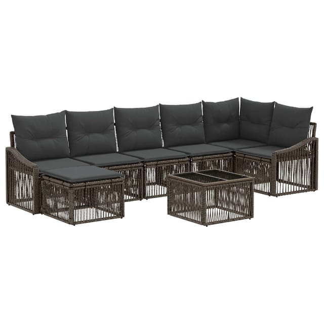 vidaXL Gartensofa-set 8 Stk Grau Poly-Rattan 3436082