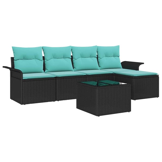 vidaXL Gartensofa-set mit Speicher 6 Stk Schwarz Poly-Rattan 3354005