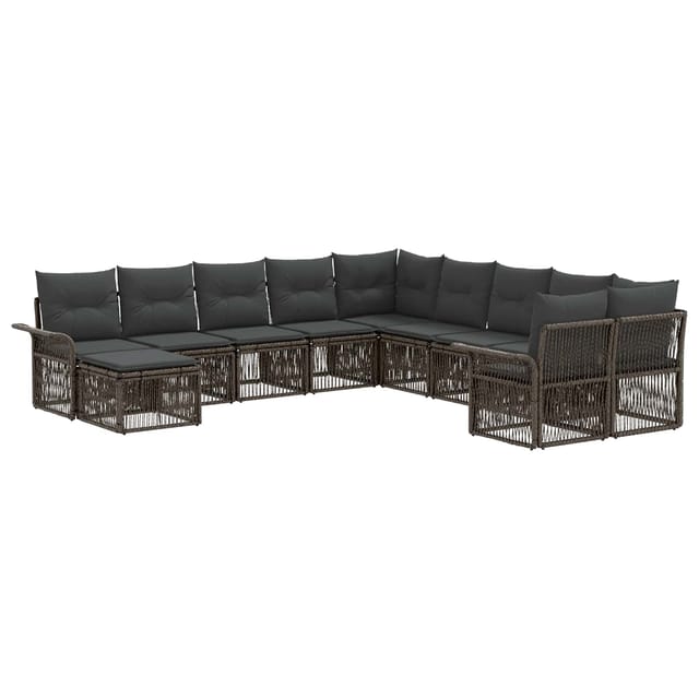 vidaXL Gartensofa-Set 11-Tlg Grau und Dunkelgrau Poly-Rattan 3435029
