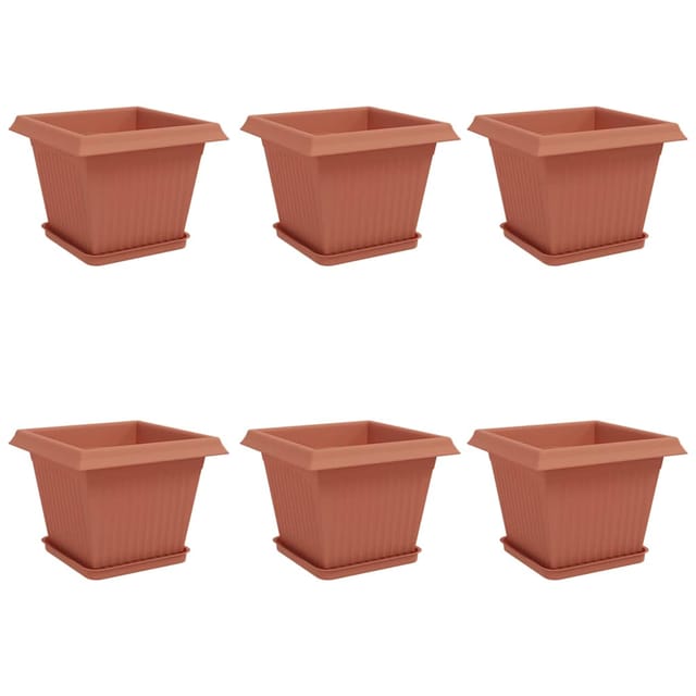 vidaXL Blumentöpfe 6 Stk Ziegelrot 28,5 x 28,5 x 22 cm Kunststoff 3403293