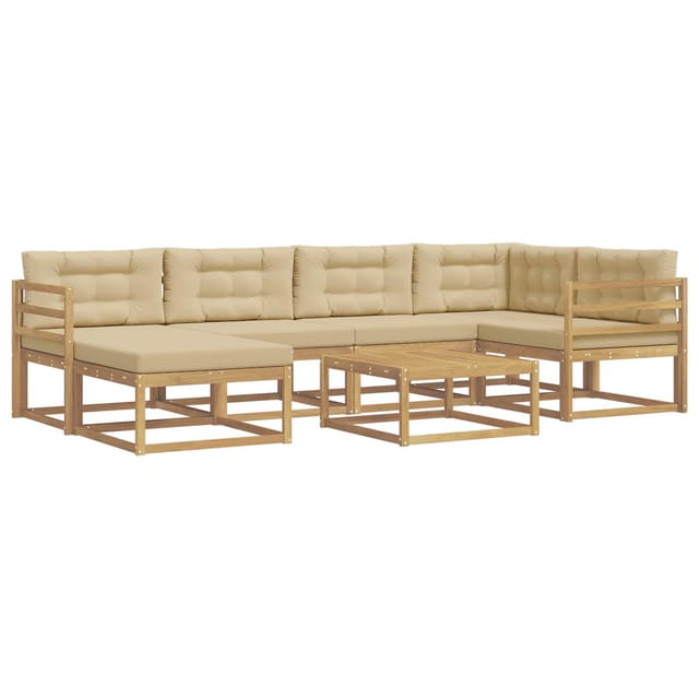 vidaXL Outdoor-Sofagarnitur 7 Stk Weiß und Beige 3386712